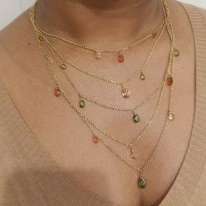 Jeweled chained layer statement necklace